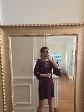 White House Black Market Plum Bell-Sleeve Mini Dress